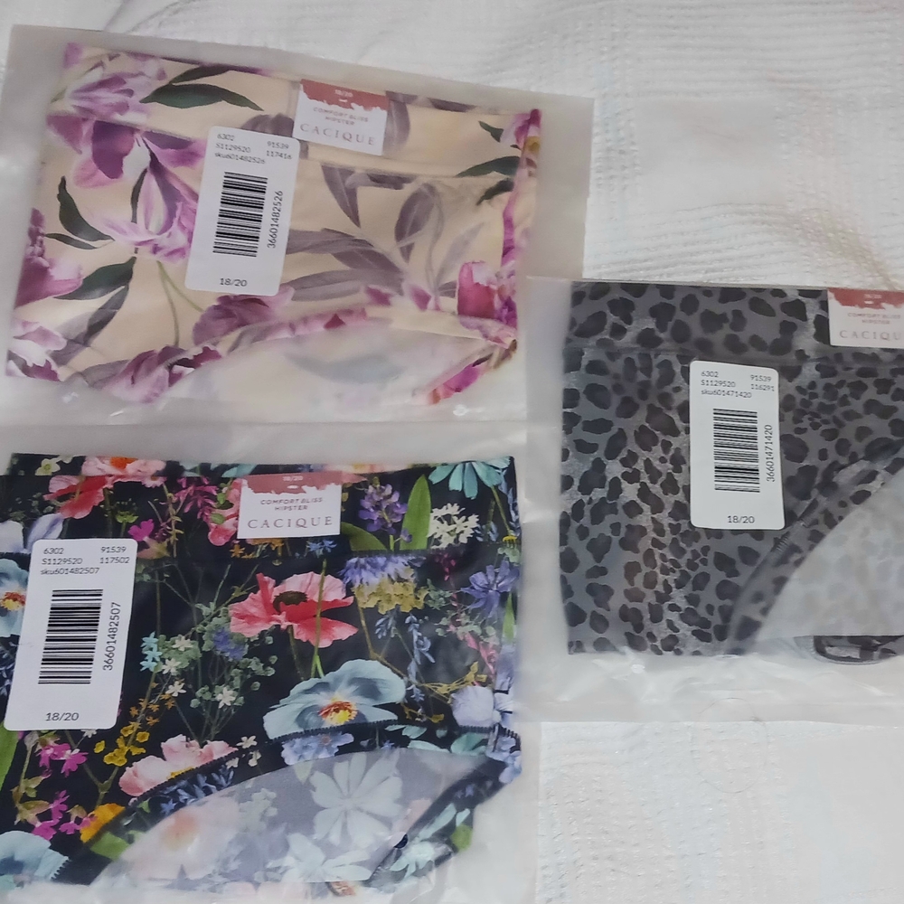 3 CACIQUE WOMEN'S PLUS COMFORT BLISS HIPSTER SIZE 18-20
